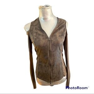 Brown Zippered Women's Top